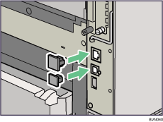 Illustrazione del lato posteriore della stampante