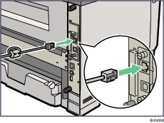 Illustrazione del lato posteriore della stampante