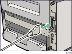 Illustrazione del lato posteriore della stampante