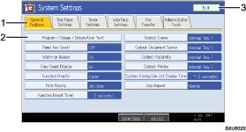 Operation panel screen illustration (numbered callout illustration)