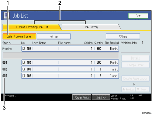 Operation panel screen illustration numbered callout illustration
