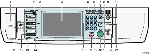 Control panel illustration numbered callout illustration