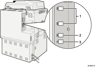 illustration of connecting the telephone line (numbered callout illustration)