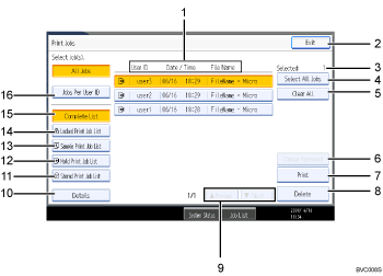 Operation panel screen illustration numbered callout illustration