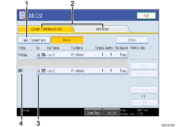 Operation panel screen illustration numbered callout illustration