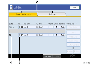 Operation panel screen illustration numbered callout illustration