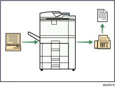 Illustration of paperless fax transmission