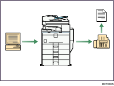 Illustration of paperless fax transmission