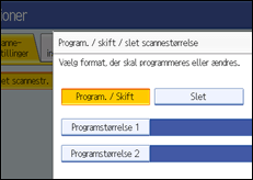 Illustration af skærmen på betjeningspanelet