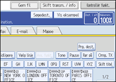 Illustration af skærmen på betjeningspanelet