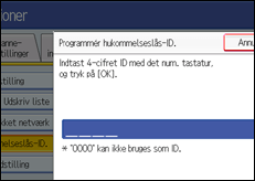 Illustration af skærmen på betjeningspanelet