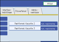 Illustration af skærmen på betjeningspanelet