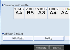Illustration af skærmen på betjeningspanelet