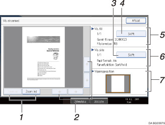 Nummereret illustration af sk&aelig;rm p&aring; betjeningspanel