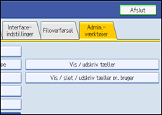 Illustration af skærm på betjeningspanel