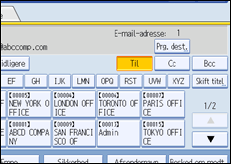 Illustration af skærm på betjeningspanel