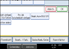 Abbildung des Bedienfeld-Displays