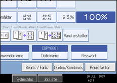 Abbildung des Bedienfeld-Displays