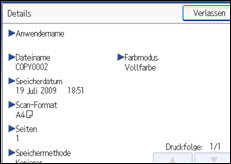Abbildung des Bedienfeld-Displays