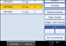 Abbildung des Bedienfeld-Displays