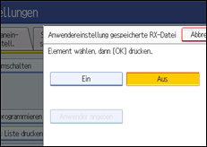 Abbildung des Bedienfelds