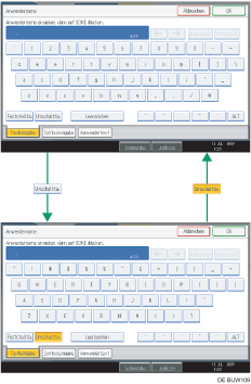 Abbildung der Tasten