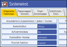 Abbildung der Bedienfeldanzeige