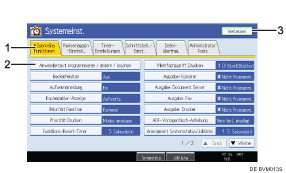 Nummerierte Abbildung Bedienfeldanzeige