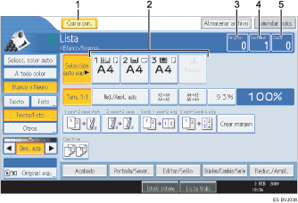 Ilustraci&oacute;n con leyenda numerada de la pantalla del panel de operaciones