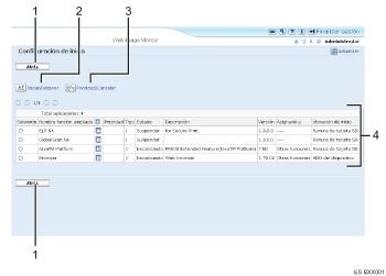 Ilustración de la pantalla del navegador web (ilustración con leyenda numerada)