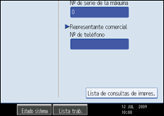 Ilustraci&oacute;n de la pantalla del panel de mandos