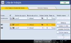 Ilustraci&oacute;n de la pantalla del panel de operaciones