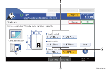 Ilustraci&oacute;n de leyenda numerada de la pantalla del panel de operaciones