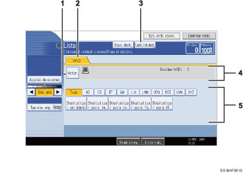 Ilustraci&oacute;n de leyenda numerada de la pantalla del panel de operaciones