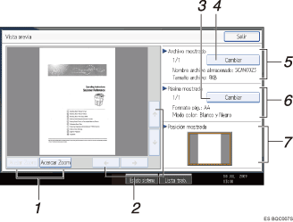 Ilustraci&oacute;n de leyenda numerada de la pantalla del panel de operaciones