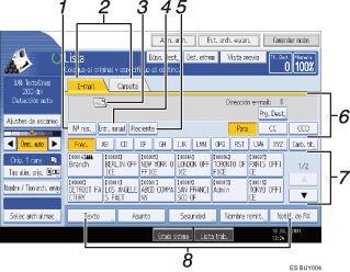 Ilustraci&oacute;n de leyenda numerada de la pantalla del panel de operaciones
