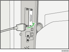 Illustration du raccordement du câble d&apos;interface IEEE 1284