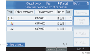 Schermafbeelding van een bedieningspaneel met genummerde oproepafbeeldingen