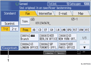 Schermafbeelding bedieningspaneel met genummerde bijschriften