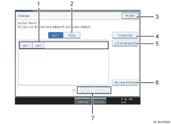 Genummerde callout-illustratie schermillustratie bedieningspaneel