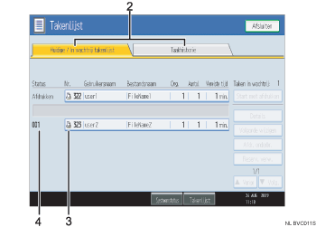 Genummerde callout-illustratie schermillustratie bedieningspaneel