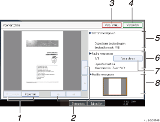 Genummerde oproepafbeelding schermafbeelding bedieningspaneel