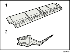 Иллюстрация подставки для кольцевой гребенки и приспособления для размыкания колец с пронумерованными сносками 