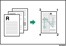Пример печати 4 страниц на листе