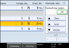 Abbildung des Bedienfeld-Displays
