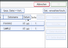 Abbildung des Bedienfelds