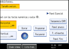 Ilustración de la pantalla del panel de mandos