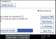 Ilustración de la pantalla del panel de mandos