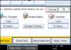 Ilustración de la pantalla del panel de mandos