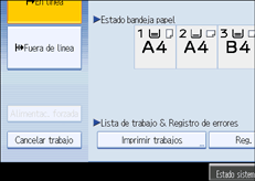 Ilustración de la pantalla del panel de operaciones